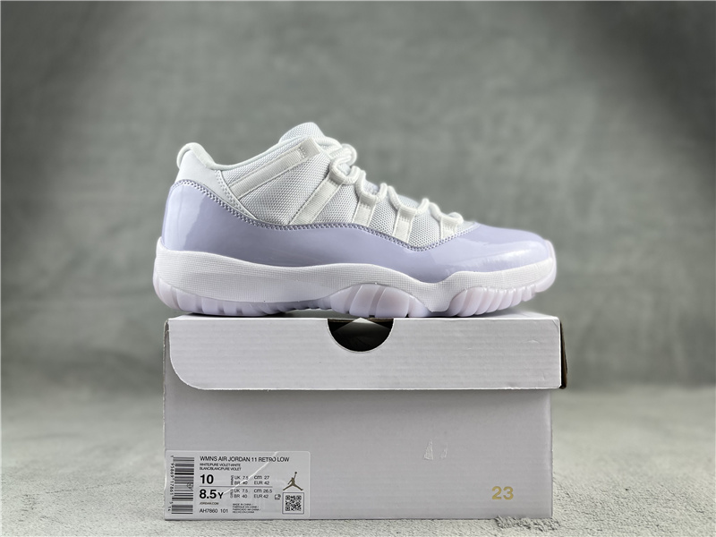 2022 Men Air Jordan 11 Low White Purple Shoes